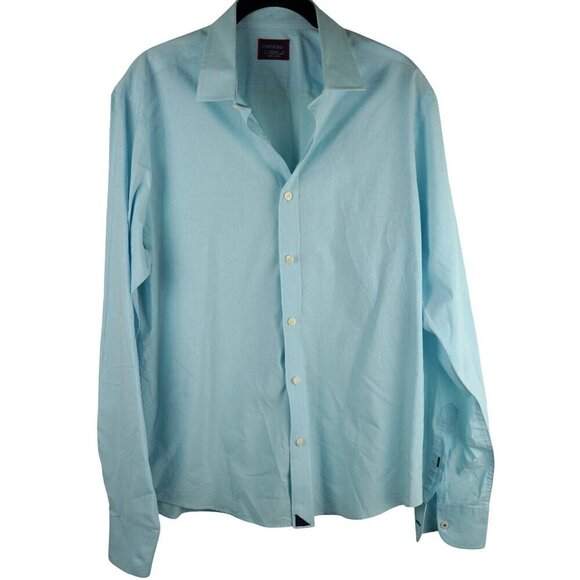 Mens Untuckit Piccolo M Light Blue Striped Button-Up Shirt 90% Cotton 10%‎ Linen - Picture 6 of 6